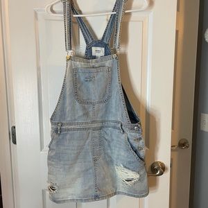 Distressed overall skirt
